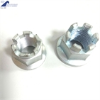 MS 14144C Blue-White zinc plated slotted hexagon nuts